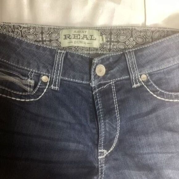 Ariat Real Denim Women’s Jeans Sz 30x34 Stretch Straight Western Cowgirl - Picture 3 of 8